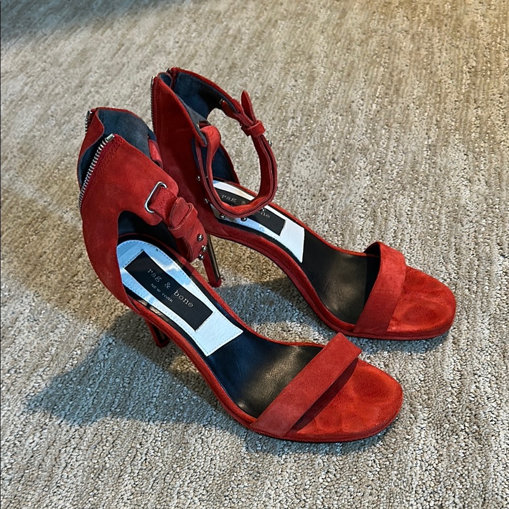 Rag & Bone Red Suede High Heel Sandals Size 38.5